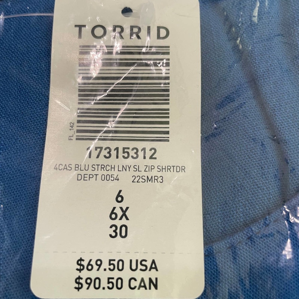 Torrid NWT Mini Textured Rayon Shirt Dress Zip Front Tie Waist Sleeveless 6X - Picture 8 of 9